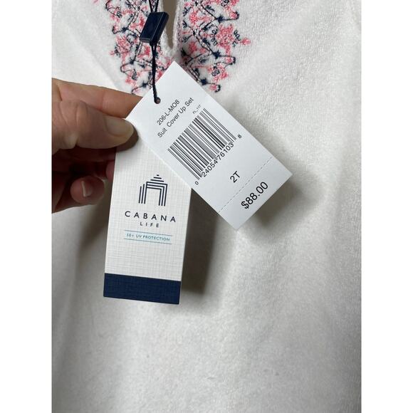 NEW CabanaLife Toddler Girl White Terry Cloth Swim Cover Up Size 2T UPF 50+ - Picture 5 of 8